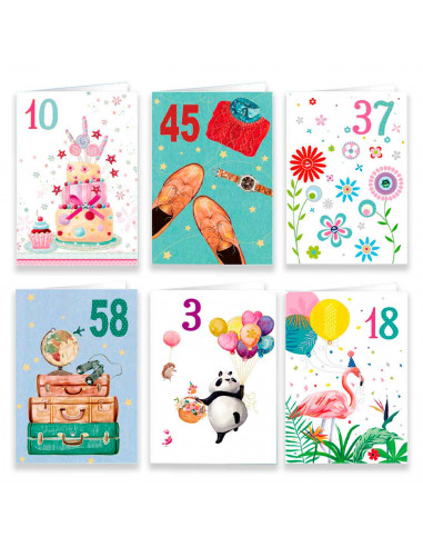 Postal de cumpleaños personalizables surtidos de gran variedad de diseños únicos y originales. Celebraciones, familia, amigos. 2