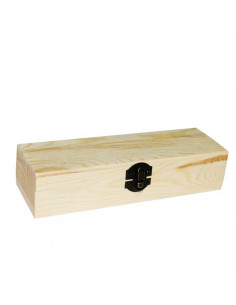 Caja madera rectangular con visagras y cierre metálico 21 x 7 x 4 cm, cajita, cofre con tapa para decorar y guardar objetos de v