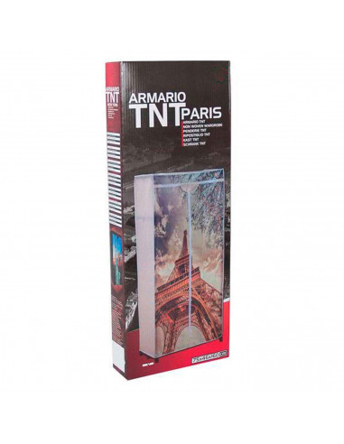 Tradineur - Armario TNT diseño París, armario organizador de ropa plegable de tela, ropero tejido no tejido, guardarropa desmont