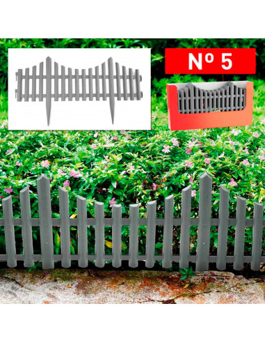Tradineur - Valla de plástico decorativa de jardín - Borde para cespéd, plantas, flores, decoración de exterior - N.º 5 - 32,5 x