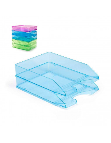 Bandeja de oficina color surtido plástico para oficinas, trabajo, estudio, habitacion, hogar y documentacion. 6,5 x 26 x 35 cm
