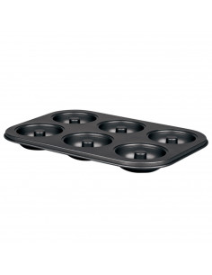 LifeStyle - Molde para donuts con 6 cavidades, acero antiadherente, bandeja para hornear rosquillas, repostería, postres, 26,3 x