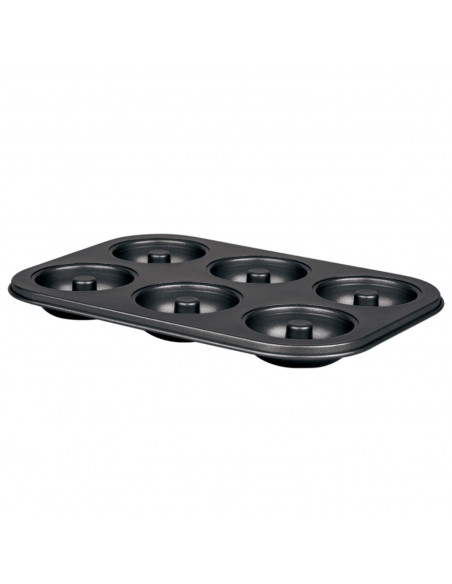 LifeStyle - Molde para donuts con 6 cavidades, acero antiadherente, bandeja para hornear rosquillas, repostería, postres, 26,3 x