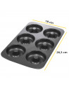 LifeStyle - Molde para donuts con 6 cavidades, acero antiadherente, bandeja para hornear rosquillas, repostería, postres, 26,3 x