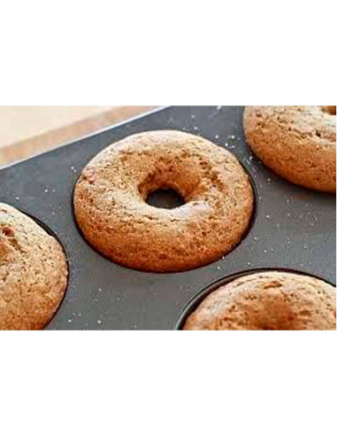 LifeStyle - Molde para donuts con 6 cavidades, acero antiadherente, bandeja para hornear rosquillas, repostería, postres, 26,3 x