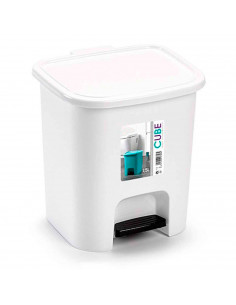 Cubo de baño de plastico incluye pedal para tapa perfecto para el hogar, casa, trabajo, habitacion, etc. Color Blanco. 25,5 x 24