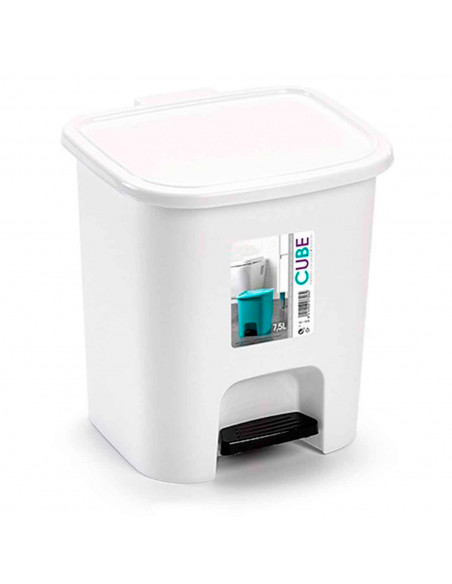 Cubo de baño de plastico incluye pedal para tapa perfecto para el hogar, casa, trabajo, habitacion, etc. Color Blanco. 25,5 x 24