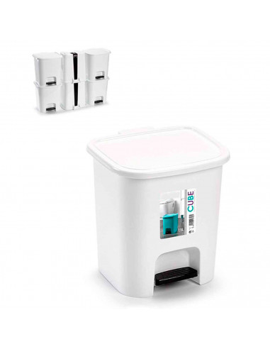 Cubo de baño de plastico incluye pedal para tapa perfecto para el hogar, casa, trabajo, habitacion, etc. Color Blanco. 25,5 x 24