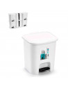 Cubo de baño de plastico incluye pedal para tapa perfecto para el hogar, casa, trabajo, habitacion, etc. Color Blanco. 25,5 x 24