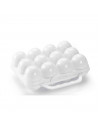 Tradineur - Huevera de plástico de color blanco con tapadera para huevos, 12 espacios para huevos, cocina, resposteria, fabricad