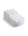Tradineur - Huevera de plástico de color blanco con tapadera para huevos, 12 espacios para huevos, cocina, resposteria, fabricad