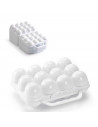 Tradineur - Huevera de plástico de color blanco con tapadera para huevos, 12 espacios para huevos, cocina, resposteria, fabricad
