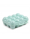Tradineur - Huevera de plástico con tapadera para huevos, 12 espacios para huevos, cocina, repostería, fabricada en España, 7 x