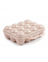 Tradineur - Huevera de plástico con tapadera para huevos, 12 espacios para huevos, cocina, repostería, fabricada en España, 7 x