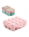 Tradineur - Huevera de plástico con tapadera para huevos, 12 espacios para huevos, cocina, repostería, fabricada en España, 7 x