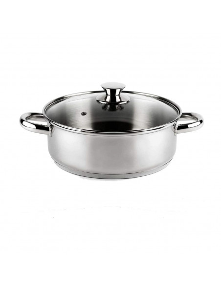 Cacerola inoxidable induccion con tapa de cristal color metal 4.3 Litros 24 x 9,5cm especial vitrocerámica, inducción, gas y ele Cacerola inoxidable induccion con tapa de cristal color metal 4.3 Litros 24 x 9,5cm especial vitrocerámica, inducción, gas y ele