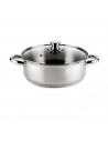 Cacerola inoxidable induccion con tapa de cristal color metal 4.3 Litros 24 x 9,5cm especial vitrocerámica, inducción, gas y ele