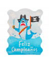 Piñata tiburón pirata de cartón, feliz cumpleaños, para rellenar con golosinas, chuches, niños, decoración infantil para fiestas