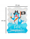 Piñata tiburón pirata de cartón, feliz cumpleaños, para rellenar con golosinas, chuches, niños, decoración infantil para fiestas