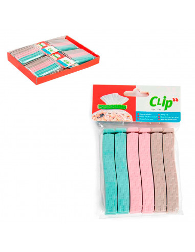 Pinzas para bolsas de colores surtidos, ideal para cerrar bolsas con comida sobrante. Cocina, hogar, familia, trabajo. 2 x 11,5