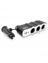 Cargador de coche con puerto USB y 3 tomas de mechero 12/24V para carga de smarphone, tablet, gps, 600 W, 12 x 4,5 x 3 cm