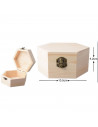 Tradineur - Caja de madera hexagonal para guardar pequeños articulos, 10,5 x 9 x 5,2 cm. Guardajoyas de madera hexagonal
