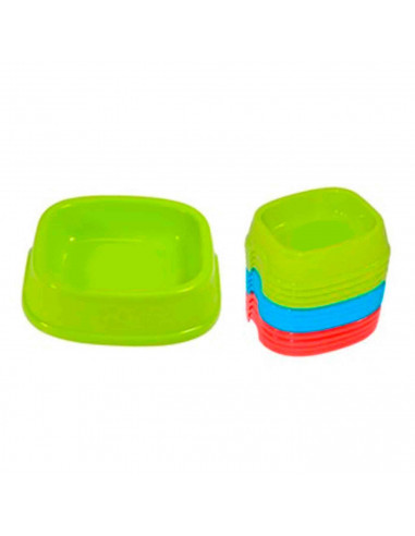Comedero bebedero cuadrado para las mascotas del hogar, plato,bandeja, perro, gato. Capacidad de 0,56 L Color surtido. 5,5 x 19