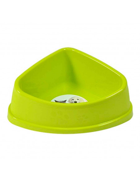 Comedero bebedero triangular para las mascotas del hogar, plato,bandeja, perro, gato. Capacidad de 0,6 L Color surtido. 7,5 x 19