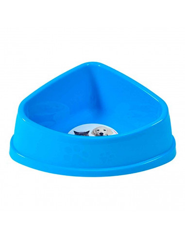 Comedero bebedero triangular para las mascotas del hogar, plato,bandeja, perro, gato. Capacidad de 0,6 L Color surtido. 7,5 x 19