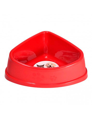 Comedero bebedero triangular para las mascotas del hogar, plato,bandeja, perro, gato. Capacidad de 0,6 L Color surtido. 7,5 x 19
