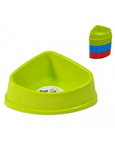 Comedero bebedero triangular para las mascotas del hogar, plato,bandeja, perro, gato. Capacidad de 1,1 L Color surtido. 9 x 25 x