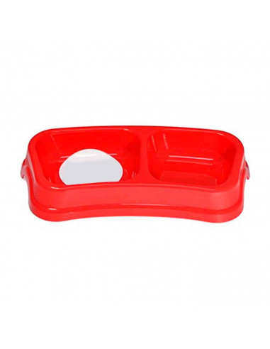Comedero bebedero rectangular doble para las mascotas del hogar, plato,bandeja, perro, gato. Capacidad de 0,6 L Color surtido. 7
