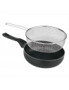 Tradineur - Sartén freidora con cesto y pico vertedor, 28 cm. Sartén antiadherente con cestillo de acero inoxidable, apta para t
