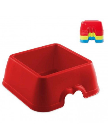 Comedero bebedero rectangular para las mascotas del hogar, plato,bandeja, perro, gato. Capacidad de 0,75 L Color surtido. 6 x 17