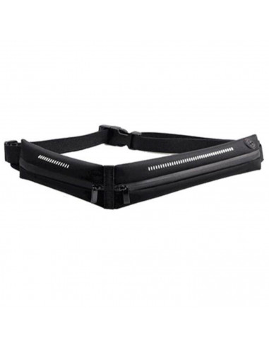 Riñonera running de neopreno con 2 compartimentos, impermeable, cinturón para correr universal, banda elástica ajustable, deport