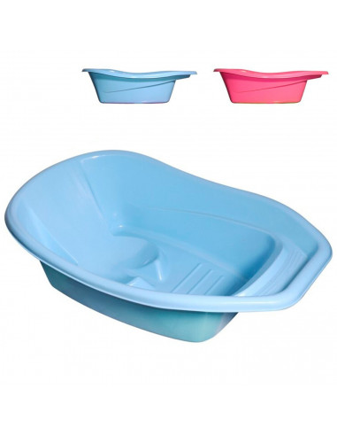 Tradineur - Bañera de plástico para bebés de 0 - 12 meses, higiene, baño, limpieza, bebés, niños - 70 x 42 x 23 cm, color aleato