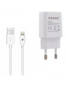 Cargador de móvil, modelo 2.1A, carga rápida, smartphone, para enchufe de pared, hogar, viaje, cable de 100 cm, blanco