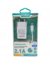 Cargador de móvil, modelo 2.1A, carga rápida, smartphone, para enchufe de pared, hogar, viaje, cable de 100 cm, blanco