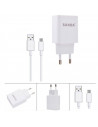 Cargador de móvil, modelo AC-220V, carga rápida, smartphone, para enchufe de pared, hogar, viaje, cable de 100 cm, blanco