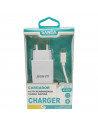 Cargador de móvil, modelo AC-220V, carga rápida, smartphone, para enchufe de pared, hogar, viaje, cable de 100 cm, blanco