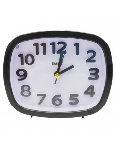 Reloj despertador silencioso con luz y alarma, plástico, función snooze, funcionamiento con pila, 10 x 11,6 x 3,9 cm, color alea
