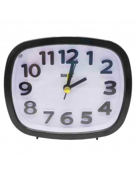 Reloj despertador silencioso con luz y alarma, plástico, función snooze, funcionamiento con pila, 10 x 11,6 x 3,9 cm, color alea