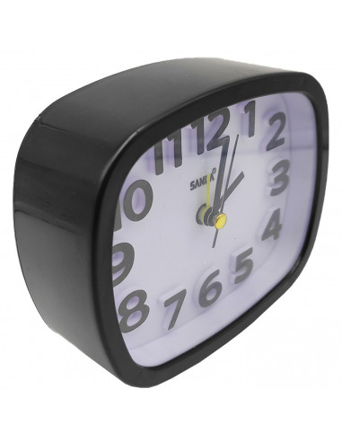 Reloj despertador silencioso con luz y alarma, plástico, función snooze, funcionamiento con pila, 10 x 11,6 x 3,9 cm, color alea