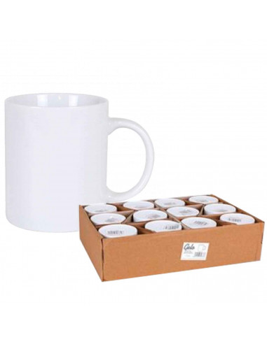 Taza de cerámica blanca, tazón desayuno, café, infusiones, diseño clásico, resistente y duradera, apta para lavavajillas y micro