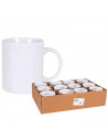 Taza de cerámica blanca, tazón desayuno, café, infusiones, diseño clásico, resistente y duradera, apta para lavavajillas y micro