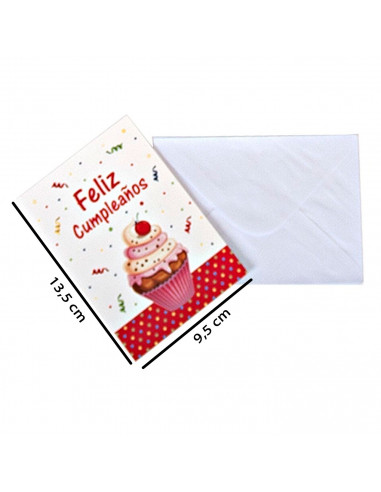 Pack de 6 tarjetas de felicitación de cumpleaños de papel con sobre, feliz cumpleaños, fiestas, celebraciones, 13,5 x 9,5 cm, mo