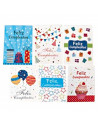 Pack de 6 tarjetas de felicitación de cumpleaños de papel con sobre, feliz cumpleaños, fiestas, celebraciones, 13,5 x 9,5 cm, mo