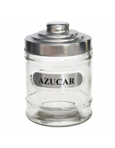 Azucarero de cristal con tapa de aluminio, tarro, bote, frasco para azúcar, recipiente condimentos, almacenamiento, cocina, 14,5