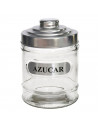 Azucarero de cristal con tapa de aluminio, tarro, bote, frasco para azúcar, recipiente condimentos, almacenamiento, cocina, 14,5