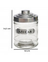 Azucarero de cristal con tapa de aluminio, tarro, bote, frasco para azúcar, recipiente condimentos, almacenamiento, cocina, 14,5